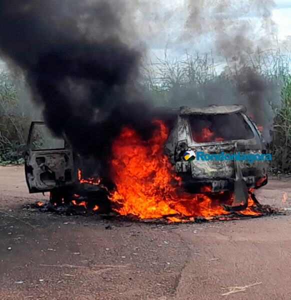 Bandidos fortemente armados fazem arrastão no Aeroclube e incendeiam caminhonete