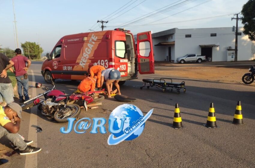  Jaru: Acidente de moto deixa visita ferida em colisão na Avenida JK, Confira o Vídeo.