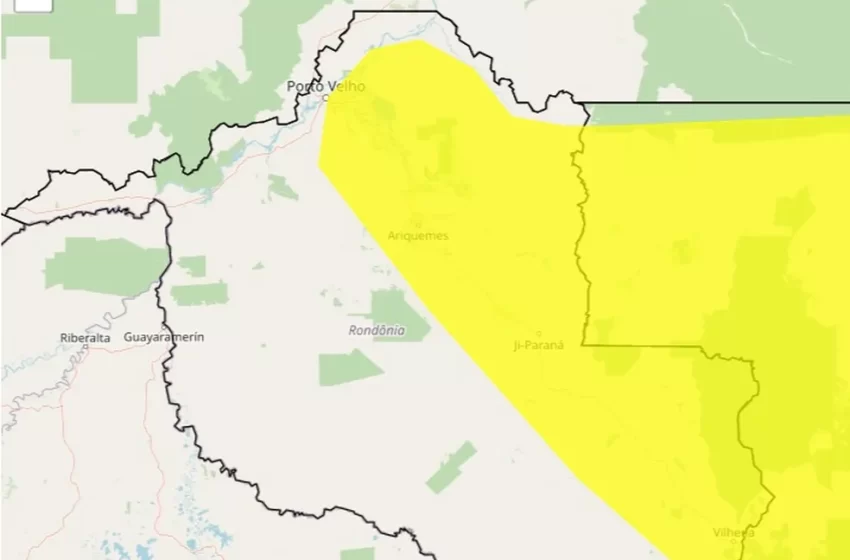  Inmet alerta para perigo potencial de chuva em Rondônia; veja cidades