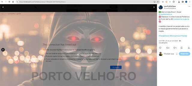  Grupo hacker Anonymous derruba site da Prefeitura de Porto Velho