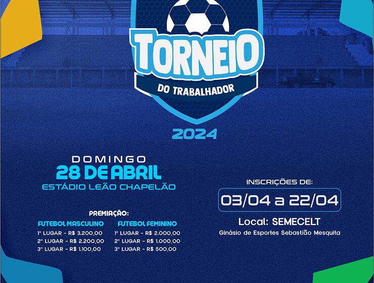  Prefeitura de Jaru abre inscrições para o 33º Torneio do Trabalhador;  evento será no dia 28 de abril no Estádio Leal Chapelão