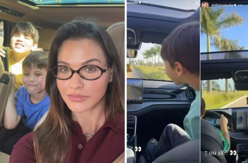  Andressa Suíta mostra seu filho de 7 anos dirigindo carro. Vídeo!