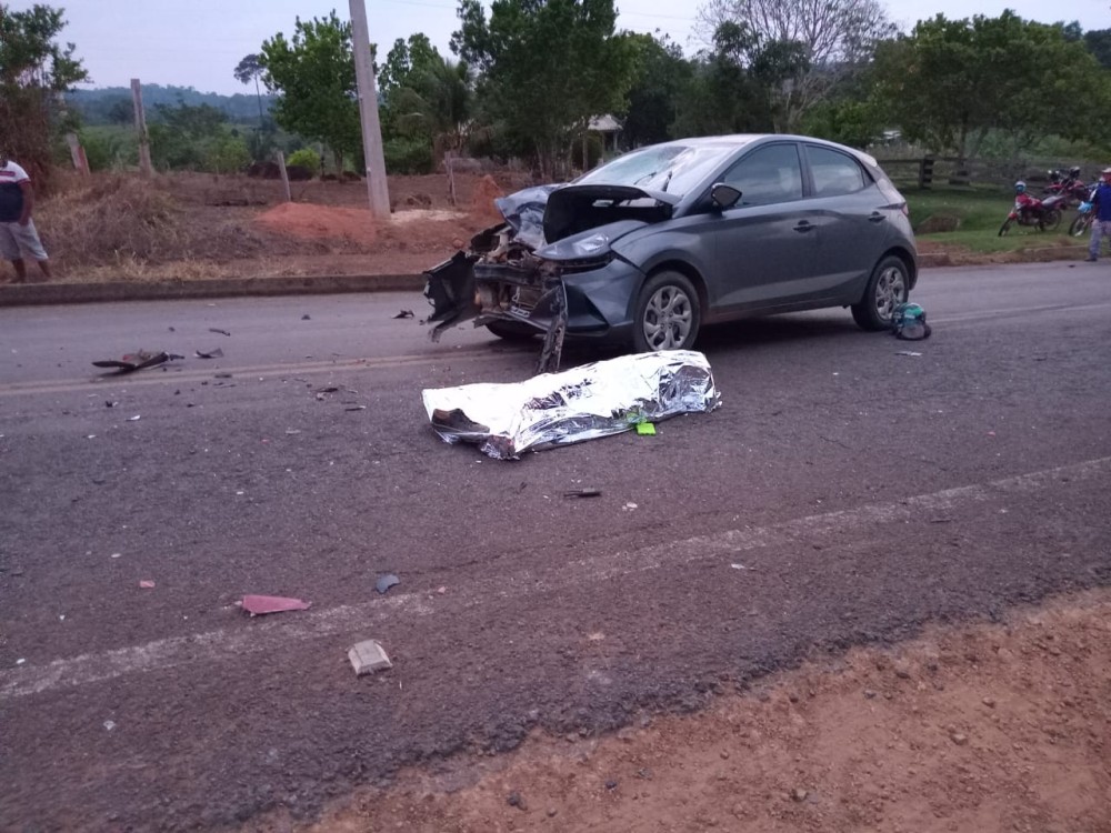 Motociclista morre em choque frontal com HB20 na RO-133 em Machadinho do Oeste