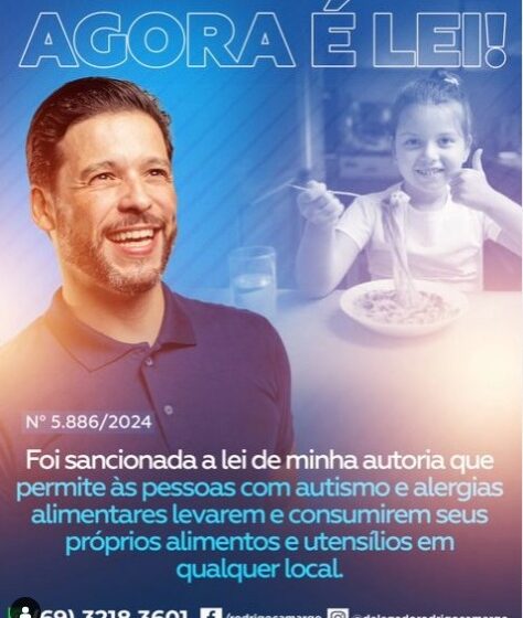  Deputado Delegado Camargo garante que pessoas com Transtorno do Espectro Autista (TEA) e alergias alimentares podem levar alimentos e utensílios próprios a qualquer lugar, seja público ou privado.