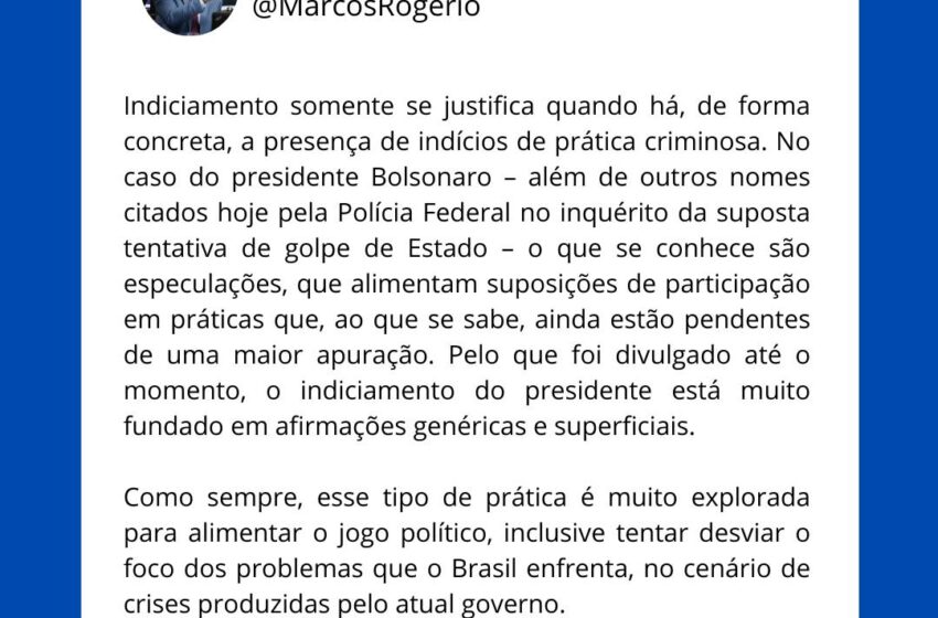  O que vimos hoje é mais um capítulo da política do espetáculo: indiciamentos sem provas concretas, baseados em suposições genéricas que mais servem para alimentar narrativas do que para fazer justiça.