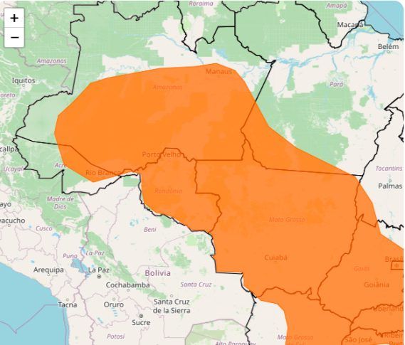  Inmet alerta para chuvas intensas em Rondônia até sexta-feira