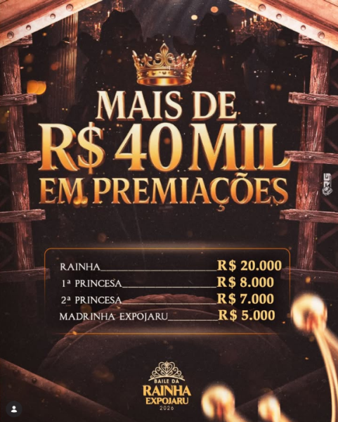 Jaru: Baile da Rainha da ExpoJaru 2026 terá mais de R$ 40 mil em premiação