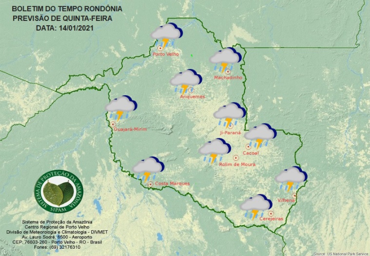  Quinta-feira será de tempo fechado e com riscos de temporais em Rondônia