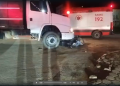 MACHADINHO: Acidente entre caminhão e motocicleta deixa motociclista com fratura na perna na RO-133 com Avenida Getúlio Vargas