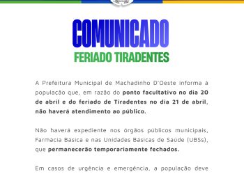  COMUNICADO IMPORTANTE – FERIADO DE TIRADENTES