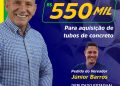O deputado estadual Ezequiel Neiva garantiu o recurso de R$ 550 mil para a aquisição de tubos de concreto