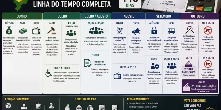 Falta 146 dias: Confira calendário eleitoral do primeiro turno das eleições 2026