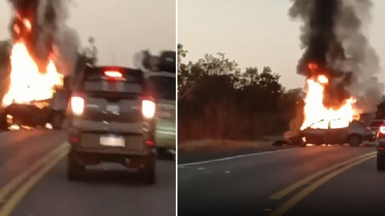 Quatro morrem em colisão frontal entre carros na MT-010; vítimas ficaram presas às ferragens