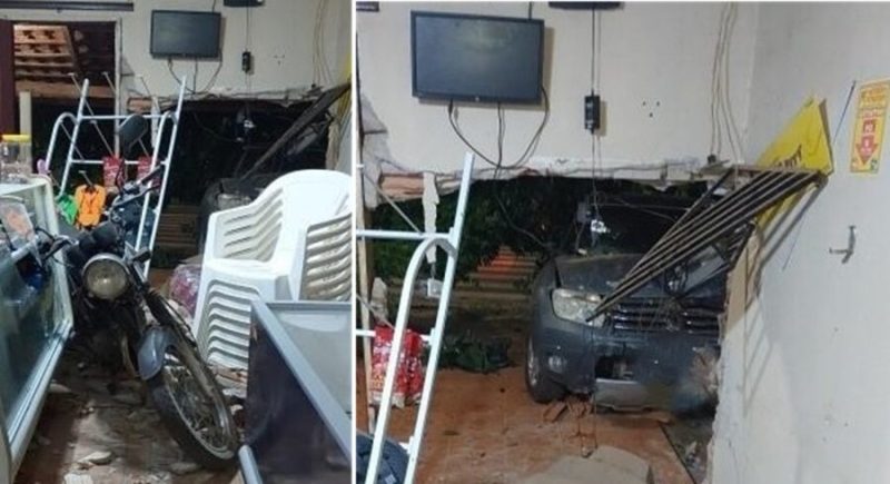Veículo invade sorveteria após motorista perder o controle da direção em Seringueiras