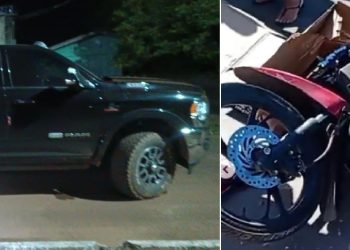 Criança é socorrida em estado grave após colisão entre moto e caminhonete em São Francisco do Guaporé