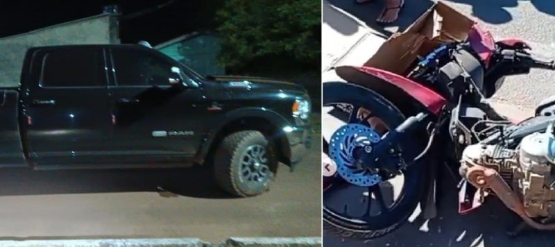 Criança é socorrida em estado grave após colisão entre moto e caminhonete em São Francisco do Guaporé