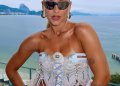 Virginia aposta em corset de chuteira para curtir primeiro jogo da NFL no Rio de Janeiro