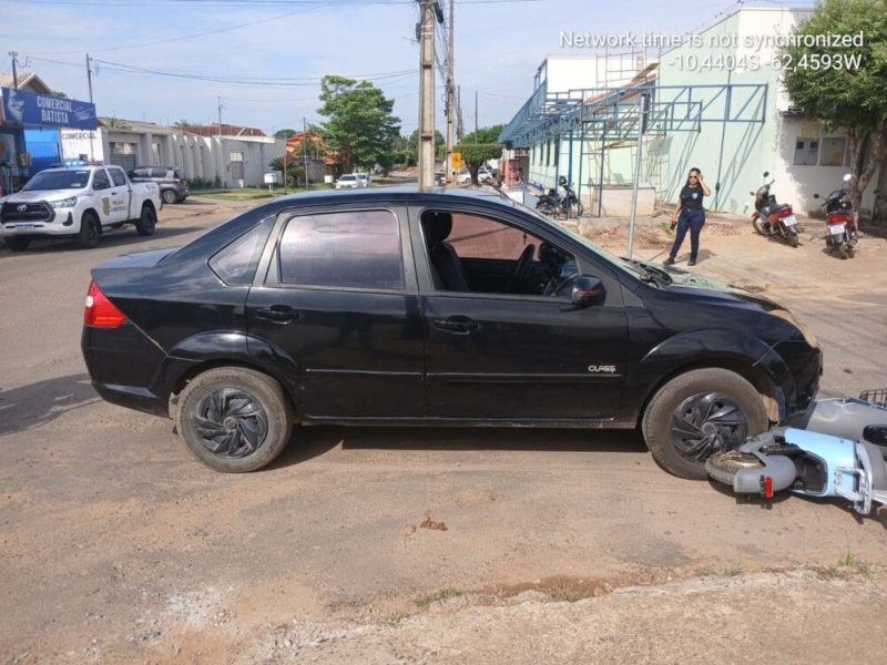 Acidente envolvendo bicicleta elétrica e Ford Fiesta é registrado em índices de Jaru