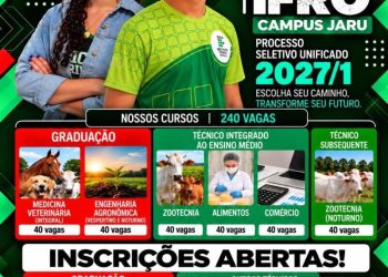 Estão abertas as inscrições para o Processo Seletivo Unificado 2027/1, com 240 vagas em cursos de graduação e técnicos!