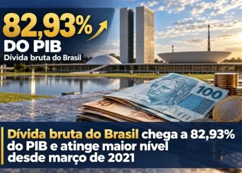 Dívida bruta do Brasil chega a 82,93% do PIB e atinge maior nível desde março de 2021