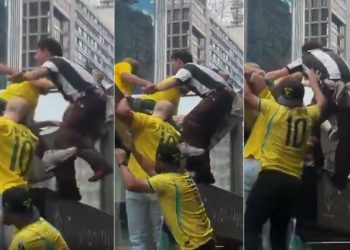 Petista queria atirar sinalizadores contra multidão e foi impedido por manifestantes